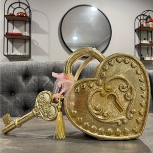 Rachel Zoe Gold Heart Lock and Key Decor